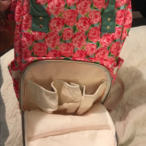 Diaperbag backpack 🎒Roses pattern - Picture 3 of 4